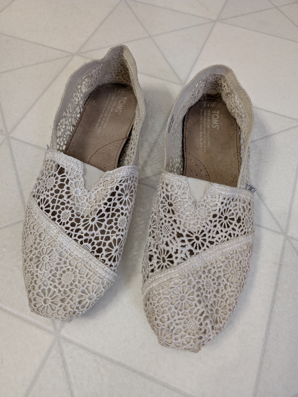 TOMS Women's Crochet Slip-On Shoes - Ivory